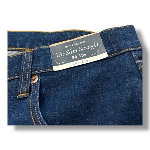 NWT Abercrombie & Fitch Jeans Slim Straight Ultra High Rise Women’s Sz 34 / 18R - Picture 10 of 16